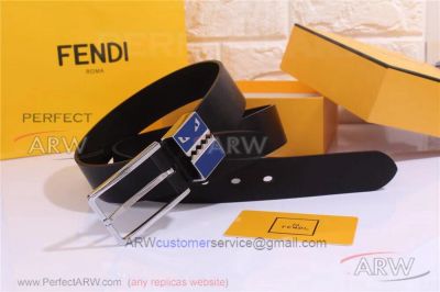 AAA Replica Cheap Fendi Smooth Belt - SS Blue Monster Buckle